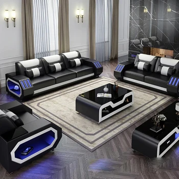 1+2+3 Полный комплект дивана из натуральной кожи, мебель для гостиной, кожаный диван, секционный диван