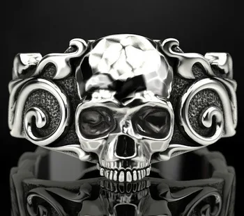 10 г Байкерское мужское кольцо с рисунком черепа, кольцо из чистого стерлингового серебра 925 пробы, хип-хоп