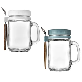 2 Комплекта Контейнер для хлопьев Банка для хранения зерна Стеклянная Десертная Миска Чайник Кухонная Герметичная чашка из нержавеющей стали