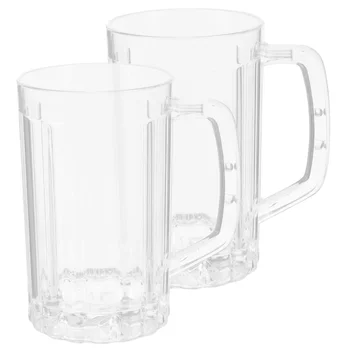 2 Шт Бытовая Пивная кружка Стеклянные Стаканы для питья Прозрачные одноразовые стаканчики для воды