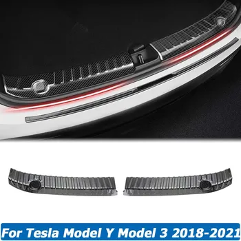 2 шт. для Tesla Модель Y Модель 3 2018-2021 Автомобильный задний бампер Подножка для порога багажника Защитный чехол Автомобильные аксессуары
