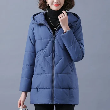 2023 Зимняя женская куртка, теплые парки, женское утепленное пальто с хлопковой подкладкой, Длинная верхняя одежда с капюшоном, свободная женская зимняя куртка 4XL