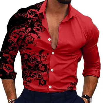 2023 Мужские рубашки Модные Роскошные для отдыха и спорта на открытом воздухе Мужская красная Мягкая Удобная высококачественная ткань Классический топ большого размера