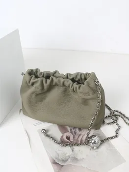2023 Новая сумка Togo из воловьей кожи с верхним слоем Cloud с усовершенствованной плиссированной модой, сумка через плечо с цепочкой подмышками