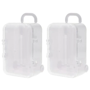 2X Белый мини-чемодан на роликах для путешествий, коробка конфет, креативная свадебная коробка конфет