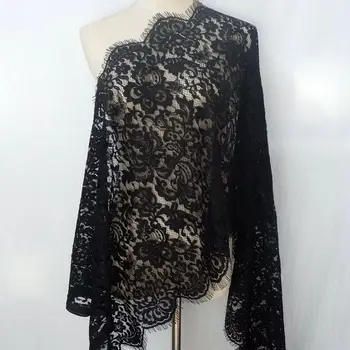 (3 ярда / рулон) Белая Черная кружевная ткань для ресниц, вуалевая отделка, Вышитое свадебное платье Ручной работы, ткань для платья, лента 
