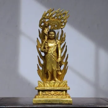 30 см Китайская Бронзовая Позолоченная Статуя Будды Государства Древнего Мира Сотворения Мира Бронза