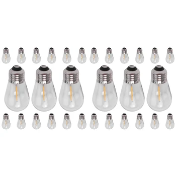 30 упаковок сменных лампочек 3V LED S14, Небьющиеся наружные солнечные гирлянды, Теплый белый