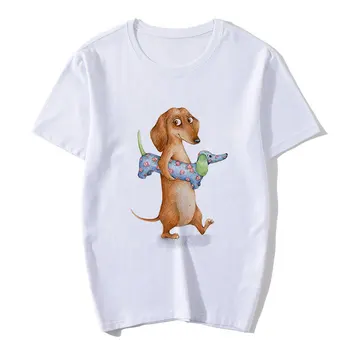 3DT-футболка с таксой, забавная футболка, женская Harajuku, милая собака, кошка, летняя новая модная футболка, женская футболка, куртка