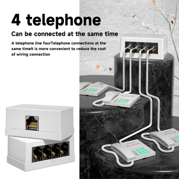 4-Полосный адаптер RJ45-RJ11 конвертер сетевого слова в телефон для домашнего и офисного использования для четкой и надежной связи