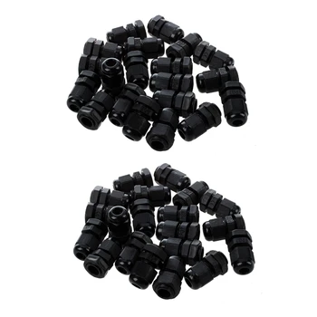 40 штук черного пластикового водонепроницаемого разъема кабельного ввода PG7