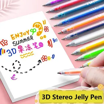 6 шт. /компл. Многоцветная 3D стерео желейная ручка, керамическое металлическое стекло, 3D Трехмерная ручная бухгалтерская ручка, цветные маркеры