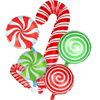 6 шт. Рождественский Шар из фольги для конфет, Тростниковые Сладкие Воздушные шары для конфет, Тематическая вечеринка, Украшения на День Рождения