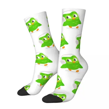 All Seasons Duolingo Owl Duo Socks Harajuku Высококачественные носки для экипажа, чулки в стиле хип-хоп для мужчин и женщин, подарок на день рождения