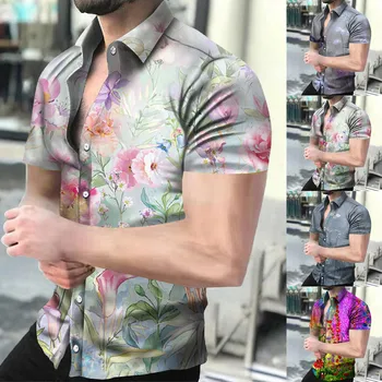 Designer Spring Summer Men's Casual Cotton Linen Solid Color Short  Sleeve Shirts Chemise Homme рубашка с коротким рукавом