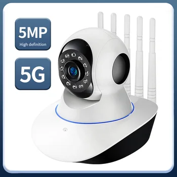 HD 3MP 5MP IP-камера Беспроводное видеонаблюдение 5G WIFI Камера PTZ Защитная камера видеонаблюдения Smart Auto Tracking Радионяня