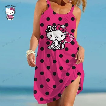 Hello Kitty, Летнее женское бикини, накидка, купальник, накидки, купальный костюм, Пляжная одежда, Туника, Пляжное платье, модное вечернее платье