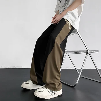 Privathinke Ice Silk, мужские брюки в стиле пэчворк, летние повседневные брюки Harajuku большого размера, модный бренд мужской уличной одежды