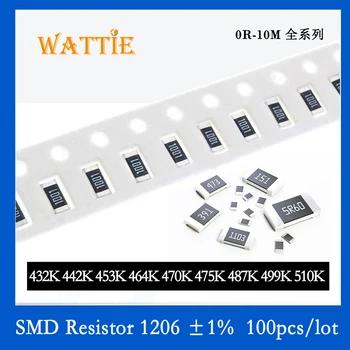 SMD резистор 1206 1% 432K 442K 453K 464K 470K 475K 487K 499K 510K 100 шт./лот микросхемные резисторы 1/4 Вт 3,2 мм*1,6 мм