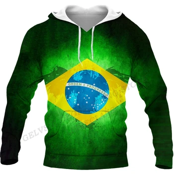 Sudadera con capucha con estampado 3d de la bandera de Brasil para hombres y mujeres, sudaderas con capucha de moda para niños,