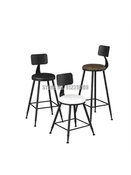 Барный стул современный простой высокий табурет nordic family cafe стойка регистрации барный стул со спинкой черный