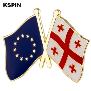 Булавка для лацкана флага Европейского Союза и Грузии Значок флага дружбы Значок флага