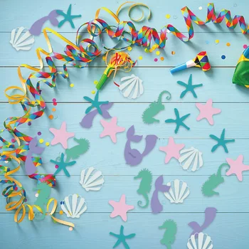 Бумажные украшения на тему вечеринки, Русалки, Разноцветные бумажные обрывки, Реквизит на День рождения в океанской тематике