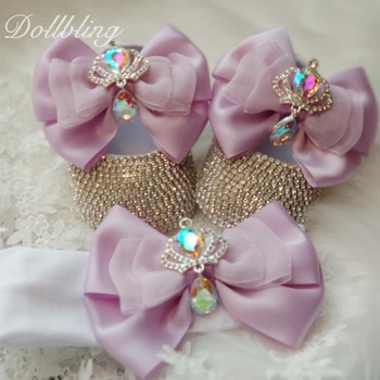 Вдохновленный единорогом Великолепный фиолетовый дизайн королевской короны в стиле Лолиты с бантом AB Crystal, обувь для новорожденных, подарки на Крестины