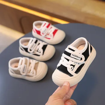 Весенне-осенняя детская парусиновая обувь, кроссовки для малышей с мягкой подошвой, обувь для маленьких девочек