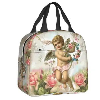 Винтажная сумка для ланча Rose Victorian Angel Для мужчин и женщин, кулер, термоизолированный ланч-бокс для детей, школьные Рабочие сумки для пикника, сумки для еды