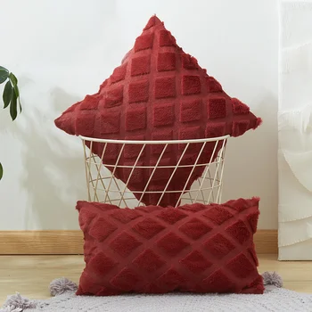 Геометрический 3D однотонный чехол для подушки Простой плюшевый Специальный вышитый чехол для подушки для домашнего декора XA20219091