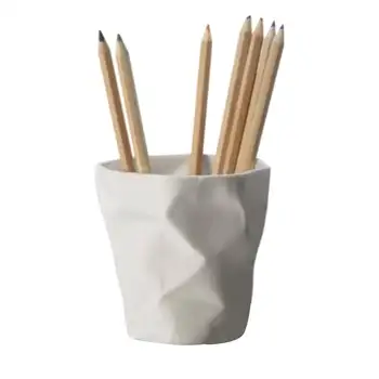 Держатель карандаша Пластиковый контейнер для ручек, Плиссированный Многофункциональный декор стола, Канцелярские принадлежности для домашнего офиса в форме мини-чашки