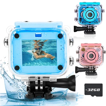 Детская камера с водонепроницаемым 2,0-дюймовым ЖК-экраном, детская цифровая видео-фотокамера 1080P, подводный рекордер, Праздничный подарок на День рождения