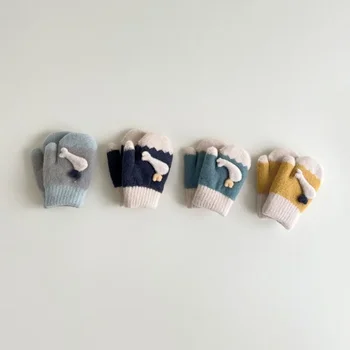 Детские варежки Kawaii, милые мультяшные перчатки с животными-китами для маленьких мальчиков и девочек, осень-зима, утепленные плюшевые детские перчатки, теплые вещи