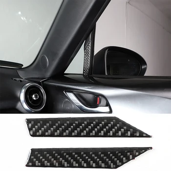 Для 2016-2023 Mazda MX-5 Из мягкого углеродного волокна, разделитель переднего треугольного окна, накладка, наклейка, Аксессуары для интерьера автомобиля, 2 шт.