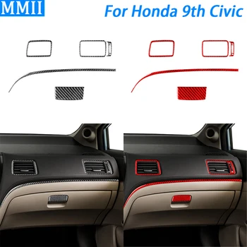 Для Honda 9th Civic Coupe Седан 2013-2015 Карбоновое волокно, воздуховыпуск для приборной панели второго пилота, отделка Srt, наклейка на аксессуары для салона автомобиля
