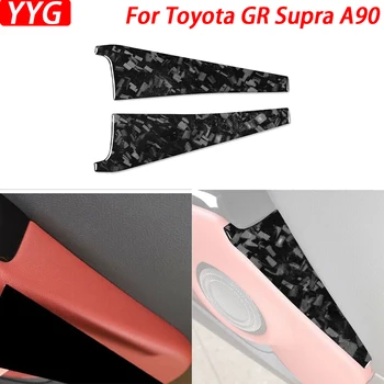 Для Toyota GR Supra A90 2020-2023 Кованый дверной динамик из углеродного волокна, Боковая панель, декоративная крышка, Аксессуары для интерьера автомобиля, наклейка
