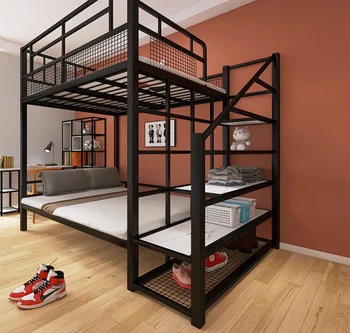 Железная верхняя простыня, простая многофункциональная двухъярусная кровать, экономящая пространство кровать-чердак