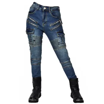 Женские мотоциклетные джинсы с регулируемыми наколенниками и полной защитой, мотоциклетные брюки для верховой езды, мешковатые джинсы, женские брюки, джинсы