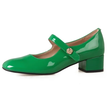 Женские туфли Mary Janes на низком каблуке, туфли-лодочки из овечьей кожи, зеленые женские вечерние офисные свадебные туфли на каблуке, женские брендовые модельные туфли-лодочки