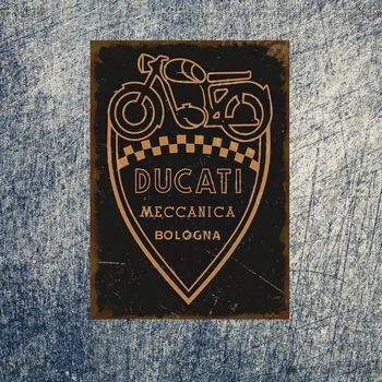 Забавный классический логотип Ducati, Винтажная жестяная вывеска, Бар, паб, Домашний Декор стен, Металлический художественный плакат, Ретро-таверна, торт, Гамбургер, еда