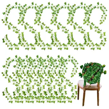 Искусственный плющ, 12 нитей, искусственный Зеленый лист плюща, Искусственная гирлянда из зелени плюща, подвесные растения, Эстетический декор спальни Для домашнего сада