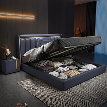 итальянские минималистичные комплекты кроватей для хранения из массива дерева, роскошная европейская устойчивая кровать, раскладной шезлонг, внутреннее украшение cama для одежды