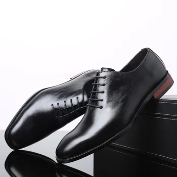 Классические оксфордские туфли с носком в стиле ретро, удобные для мужчин, кожаные туфли для деловой свадебной вечеринки на шнуровке