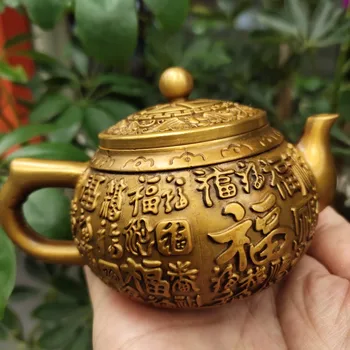 Коллекция античной бронзы античная латунь фляжка Baifu чайник медный горшок Fuzi патина теплое домашнее ремесло