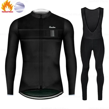 Комплект одежды для велоспорта из теплого флиса Raudax Winter, Мужская Велосипедная майка, форма для шоссейных велосипедов, MTB, нагрудники, Ropa Ciclismo, Комплект для велоспорта