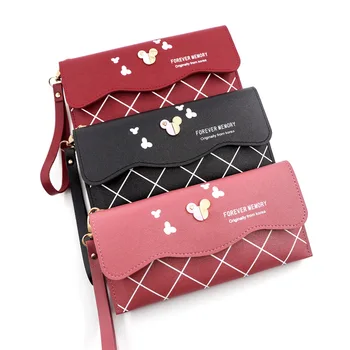 Корейский модный женский длинный кошелек, простой милый кошелек для монет, клатч, мультяшная сумка для карт, Кошельки для женщин, женский кошелек