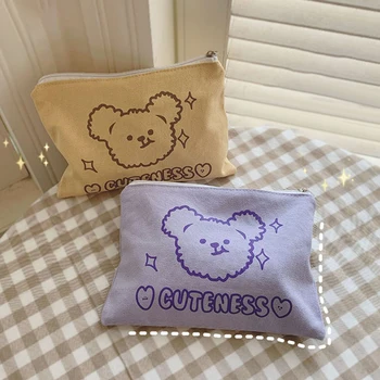 Кошелек с милым мультяшным медведем для девочек, переносная сумка для хранения гигиенических салфеток, косметичка, пенал