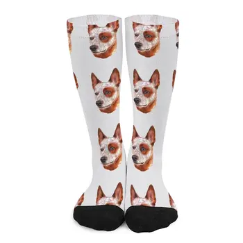 Красные носки для австралийских пастушьих собак, компрессионные чулки, женские длинные носки, мужские забавные носки, мужские