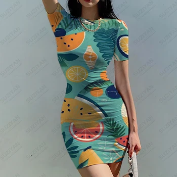 Летняя женская Тонкая Сексуальная Обтягивающая юбка Платье с 3D принтом 